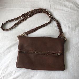 Francesca’s Brown Satchel Striped Lining